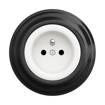 Reblig - Retro zásuvka domovní s rámečkem 230V sněhově bílá/černá