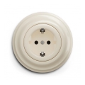 Reblig - Retro zásuvka domovní s rámečkem SCHUKO 230V/16A béžová