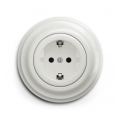 Reblig - Retro zásuvka domovní s rámečkem SCHUKO 230V/16A keramická bílá