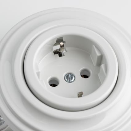 Reblig - Retro zásuvka domovní s rámečkem SCHUKO 230V/16A keramická bílá