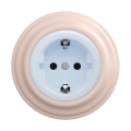 Reblig - Retro zásuvka domovní s rámečkem SCHUKO 230V/16A modrá/starorůžová
