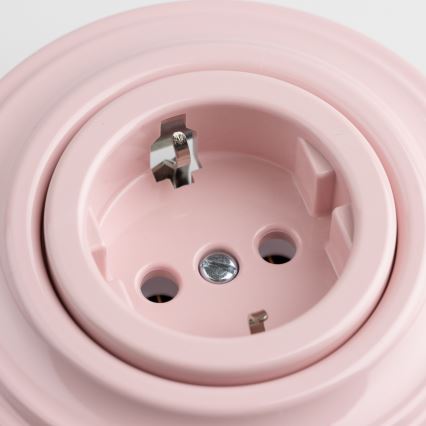 Reblig - Retro zásuvka domovní s rámečkem SCHUKO 230V/16A starorůžová