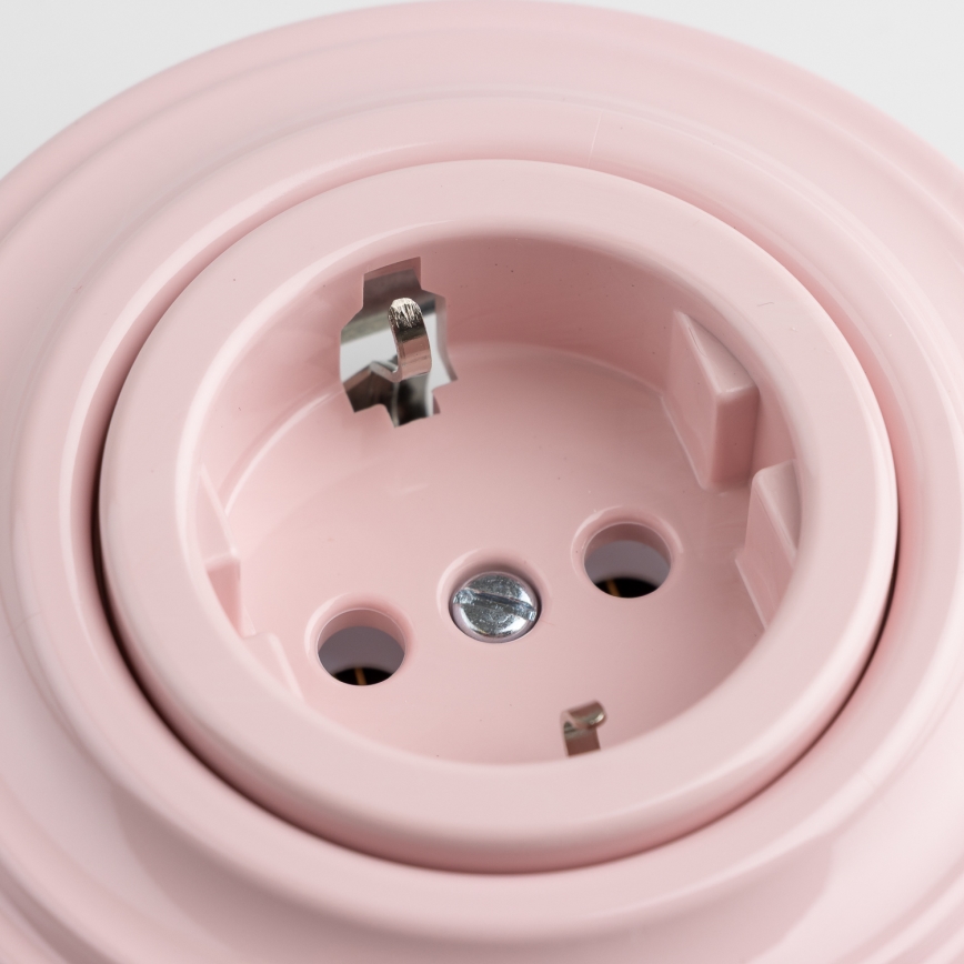 Reblig - Retro zásuvka domovní s rámečkem SCHUKO 230V/16A starorůžová