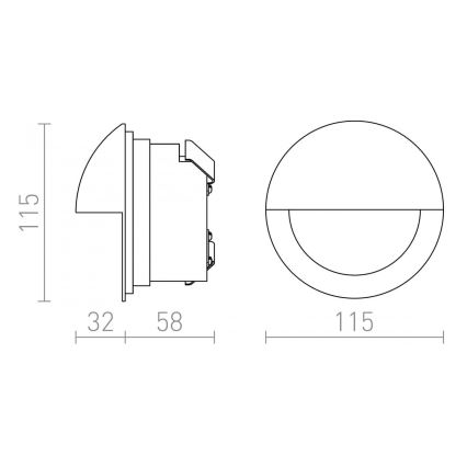 RED - Design Rendl - R10558 - LED Venkovní vestavné svítidlo ASTERIA LED/3W/230V IP54