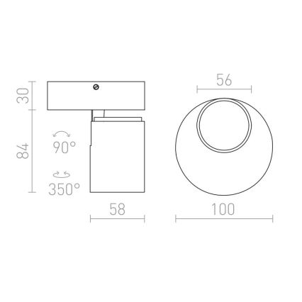 RED - Design Rendl - R12076 - Nástěnné bodové svítidlo DUGME 1xGU10/35W/230V