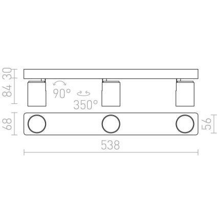 RED - Design Rendl - R12078 - Bodové svítidlo DUGME 3xGU10/35W/230V