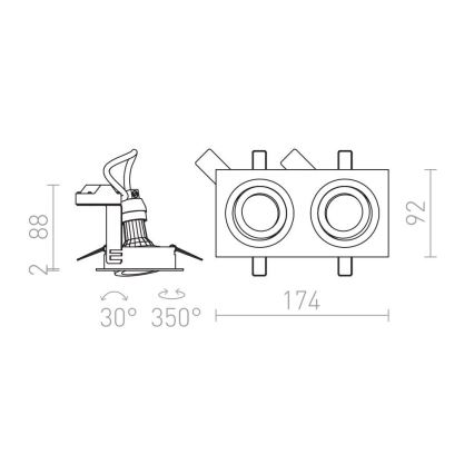 RED - Design Rendl - R12713- Podhledové svítidlo PASADENA 2xGU10/50W/230V