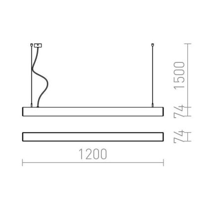 RED - Design Rendl - R12721 - LED Lustr na lanku PESANTE LED/40W/230V černá