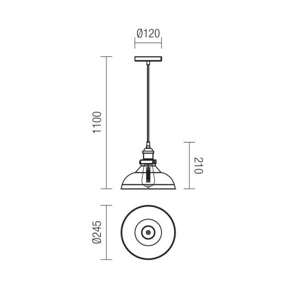 Redo 01-1002 - Lustr na lanku SAVILLE 1xE27/42W/230V