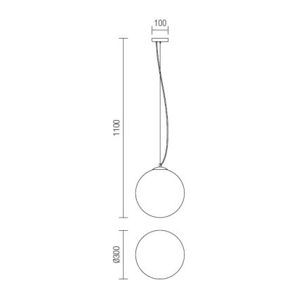 Redo 01-1065 - Lustr na lanku OLA 1xE27/42W/230V pr. 30 cm