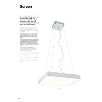 Redo 01-1124 - LED Lustr na lanku SCREEN LED/48W/230V 3000K