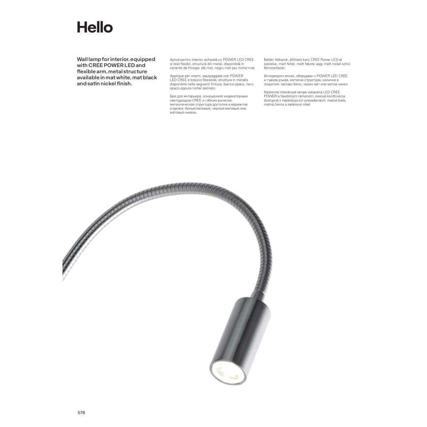 Redo 01-1193 - LED Flexibilní lampička HELLO LED/3W/230V bílá