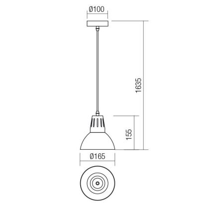 Redo 01-1279 - Lustr na lanku PEEP 1xE27/42W/230V pr. 16,5 cm černá