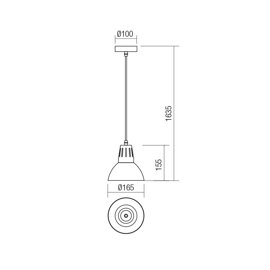 Redo 01-1279 - Lustr na lanku PEEP 1xE27/42W/230V pr. 16,5 cm černá