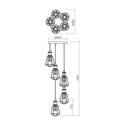 Redo 01-1303 - Lustr na lanku THARU 5xE27/42W/230V