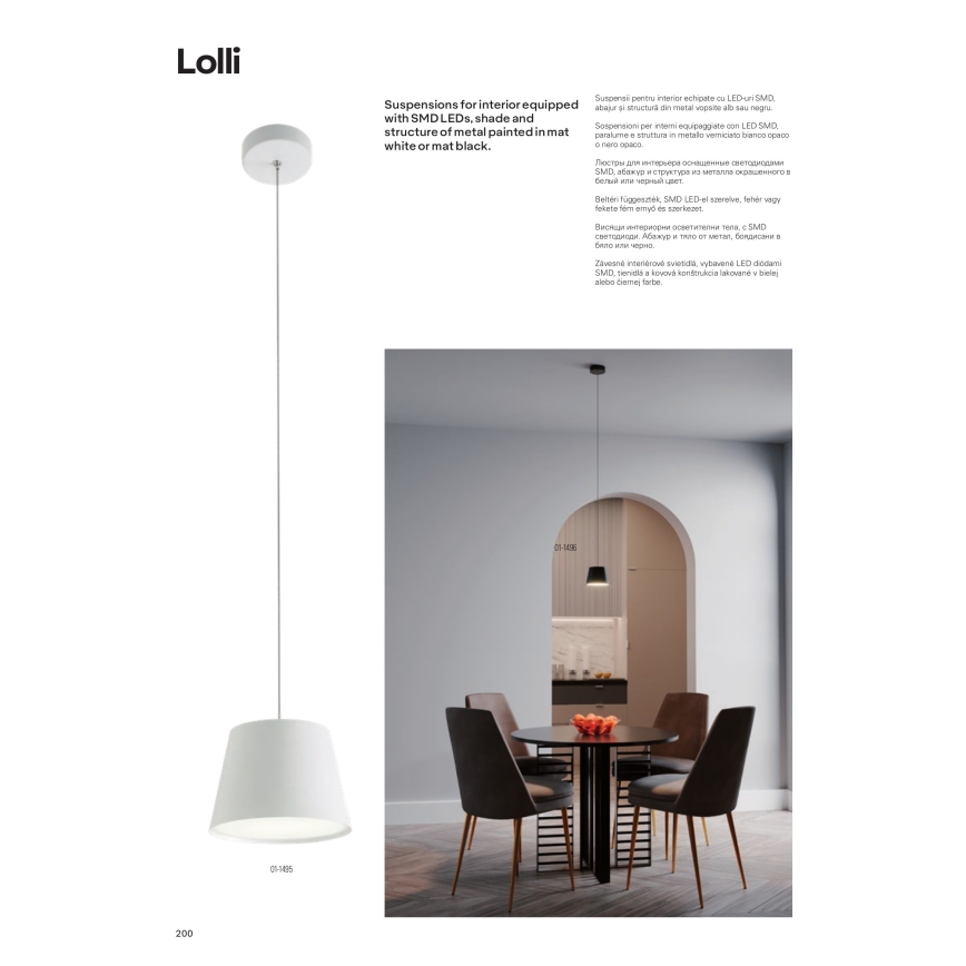 Redo 01-1495 - LED Lustr na lanku LOLLI LED/6W/230V pr. 14 cm bílá
