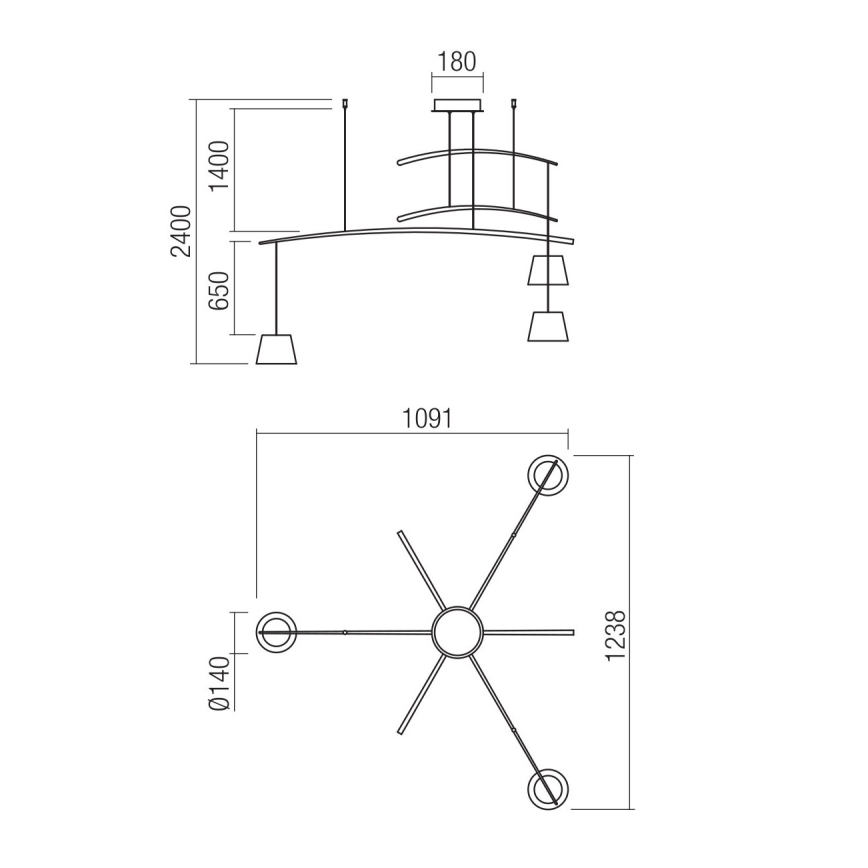 Redo 01-1524 - LED Lustr na lanku LOLLI 3xLED/6W/230V bílá
