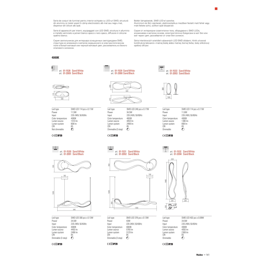 Redo 01-1531 - LED Lustr na lanku NUBO LED/43W/230V bílá