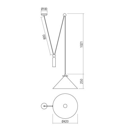 Redo 01-1546 - Lustr na lanku KALIMBA 1xE27/42W/230V pr. 42 cm pavouk černá
