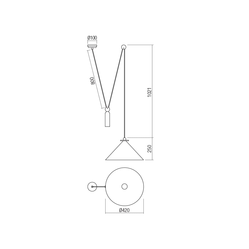 Redo 01-1546 - Lustr na lanku KALIMBA 1xE27/42W/230V pr. 42 cm pavouk černá