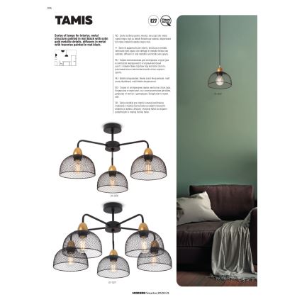 Redo 01-1573 - Lustr na lanku TAMIS 3xE27/42W/230V pr. 59 cm černá