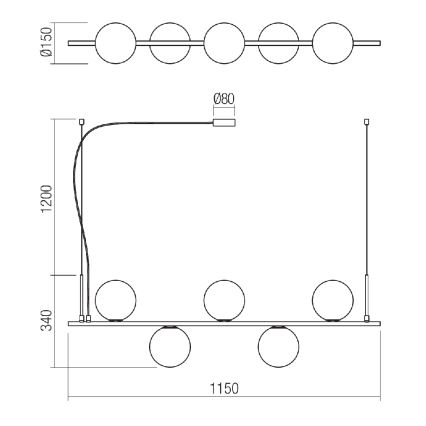 Redo 01-1635 - Lustr na lanku TALIS 5xE14/28W/230V