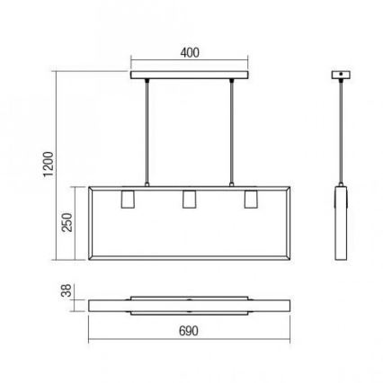 Redo 01-1665 - Lustr na lanku TIMBER 3xE27/42W/230V buk