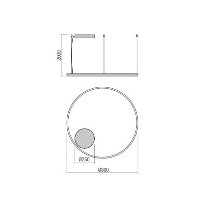 Redo 01-1712 - LED Lustr na lanku ORBIT LED/55W/230V