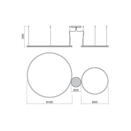 Redo 01-1721 - LED Lustr na lanku ORBIT LED/42W + LED/66W/230V bronz