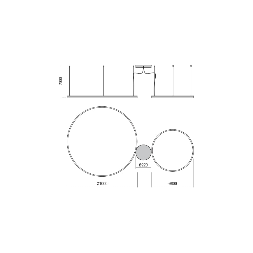Redo 01-1721 - LED Lustr na lanku ORBIT LED/42W + LED/66W/230V