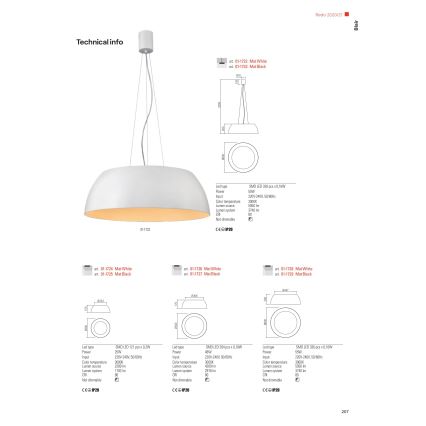 Redo 01-1732 - LED Lustr na lanku BLAIR LED/55W/230V 3000K bílá