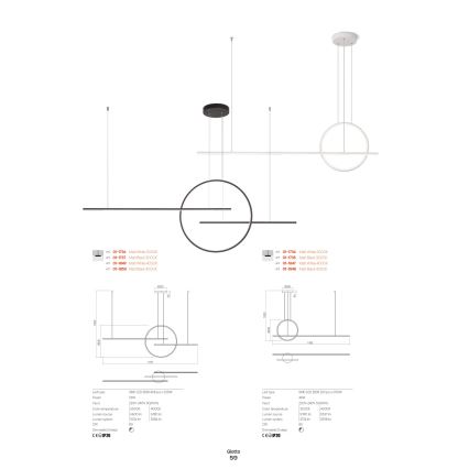 Redo 01-1734 - LED Stmívatelný lustr na lanku GIOTTO LED/46W/230V bílá