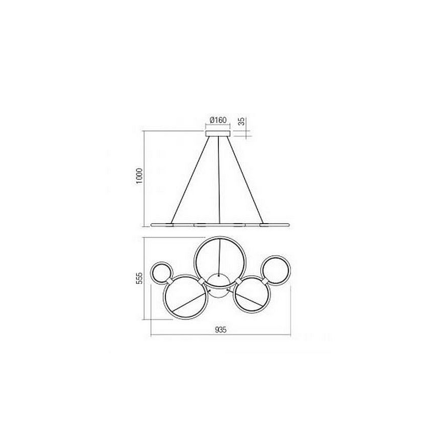 Redo 01-1742 - LED Lustr na lanku RADIUS LED/45W/230V