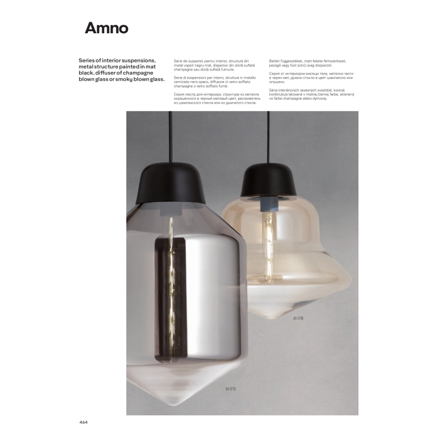 Redo 01-1771 - Lustr na lanku AMNO 1xE27/42W/230V pr. 33 cm šedá