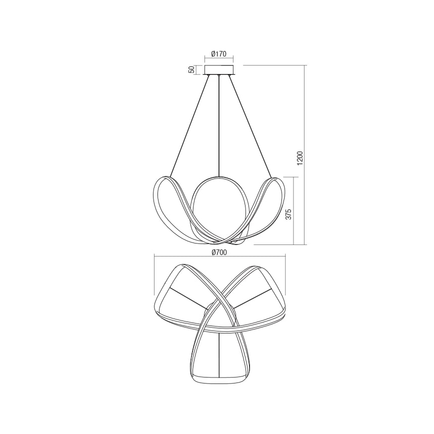 Redo 01-1784 - LED Stmívatelný lustr na lanku NUCLEO LED/55W/230V bílá