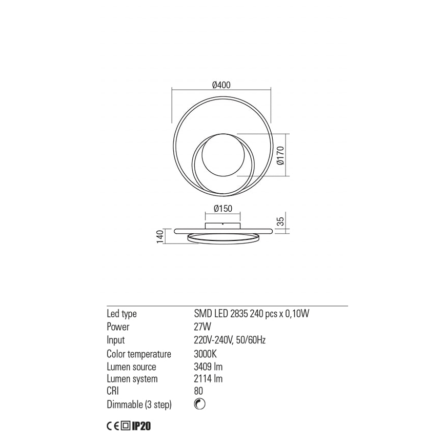Redo 01-1789 - LED Stmívatelné nástěnné svítidlo TORSION LED/27W/230V bílá