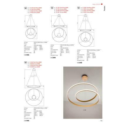 Redo 01-1796 - LED Lustr na lanku TORSION LED/40W/230V