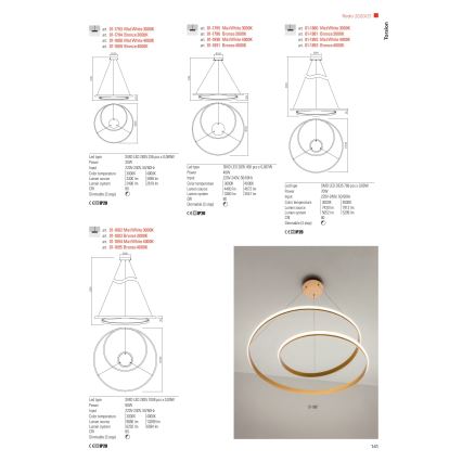 Redo 01-1796 - LED Lustr na lanku TORSION LED/40W/230V bronz