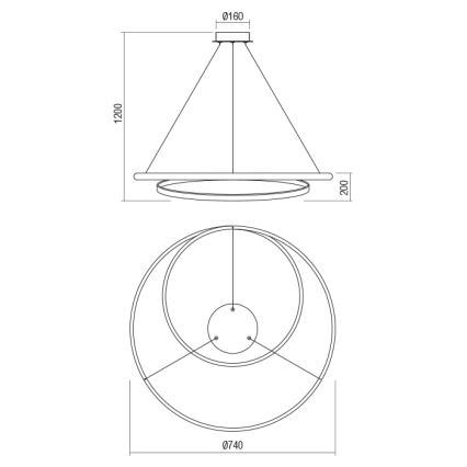 Redo 01-1796 - LED Lustr na lanku TORSION LED/40W/230V bronz