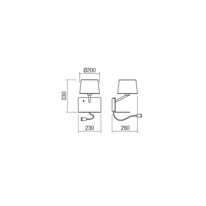 Redo 01-1807 - LED Nástěnné svítidlo s flexibilní lampičkou TOMO 1xE27/42W/230V + LED/3W/230V bílá