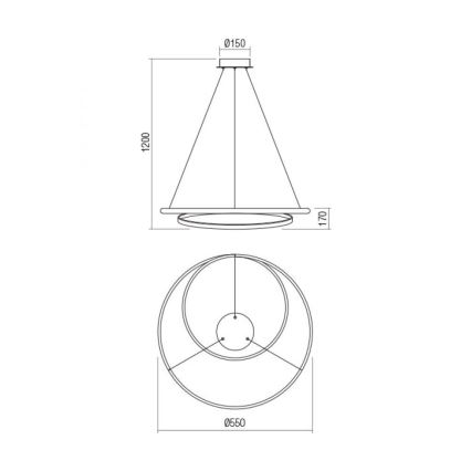 Redo 01-1889 - LED Stmívatelný lustr na lanku TORSION LED/29W/230V pr. 55 cm bronzová