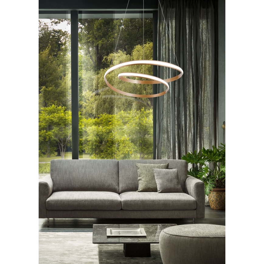 Redo 01-1891 - LED Stmívatelný lustr na lanku TORSION LED/35W/230V 4000K pr. 75 cm bronzová