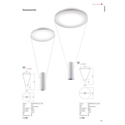 Redo 01-1970 - LED Stmívatelný lustr na lanku ESSENCE LED/24W/230V CRI 90 3000K bílá