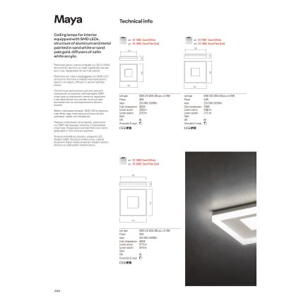 Redo 01-1998 - LED Stmívatelné stropní svítidlo MAYA LED/42W/230V 42,5x42,5 cm zlatá