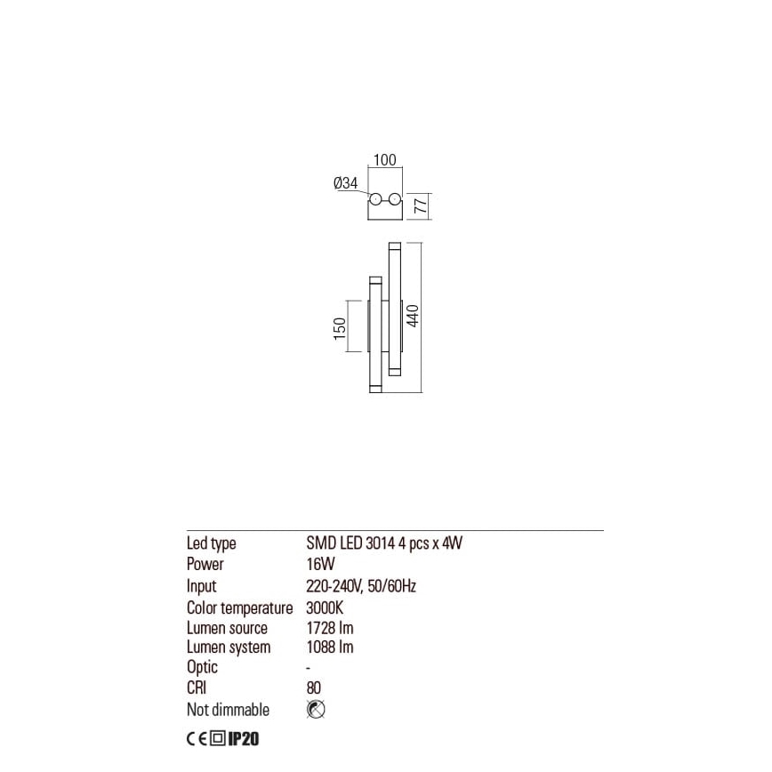 Redo 01-2035 - LED Nástěnné svítidlo MADISON 4xLED/4W/230V černá