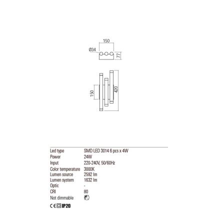 Redo 01-2037 - LED Nástěnné svítidlo MADISON 6xLED/4W/230V měď