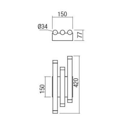 Redo 01-2037 - LED Nástěnné svítidlo MADISON 6xLED/4W/230V měď