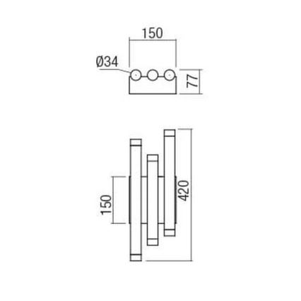 Redo 01-2038 - LED Nástěnné svítidlo MADISON 6xLED/4W/230V černá