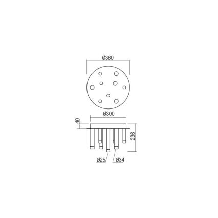 Redo 01-2039 - LED Stropní svítidlo MADISON 9xLED/4W/230V zlatá