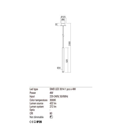 Redo 01-2043 - LED Lustr na lanku MADISON LED/4W/230V zlatá